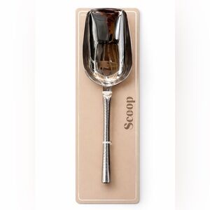 Large Stainless Steel Ice Scoop with beaten metal pattern on handle